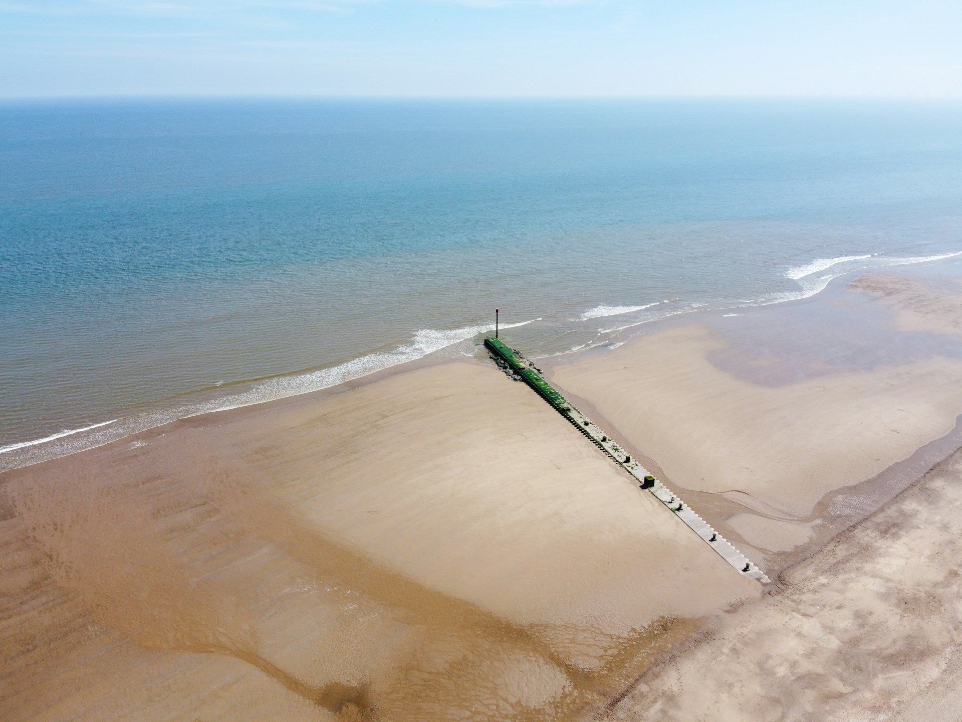 The sandy beach in Mablethorpe.